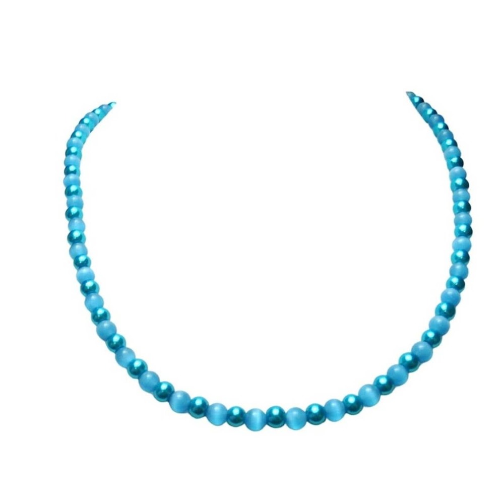 Turquoise colored glass beaded necklace  1492